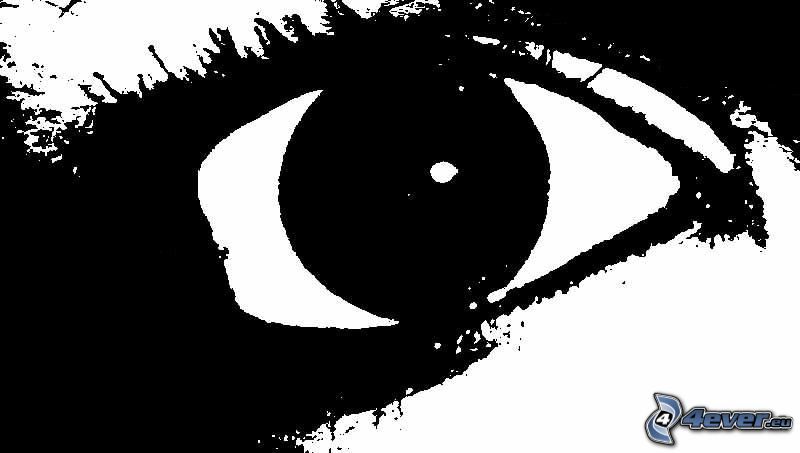 eye, black and white