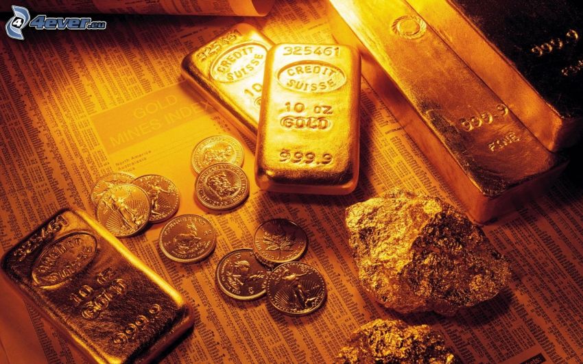 gold, coins, gold bars
