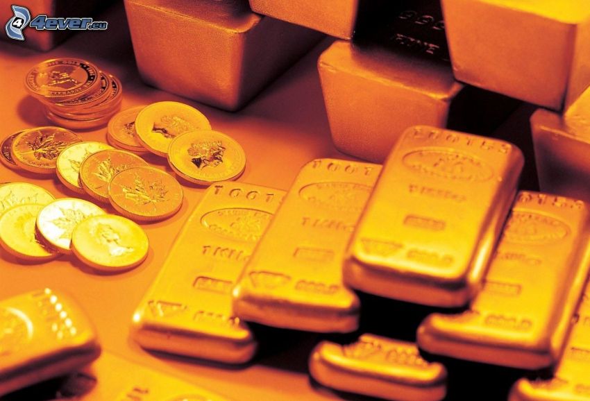 gold, gold bars, coins