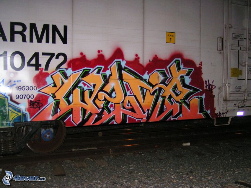 graffiti, rail car, train