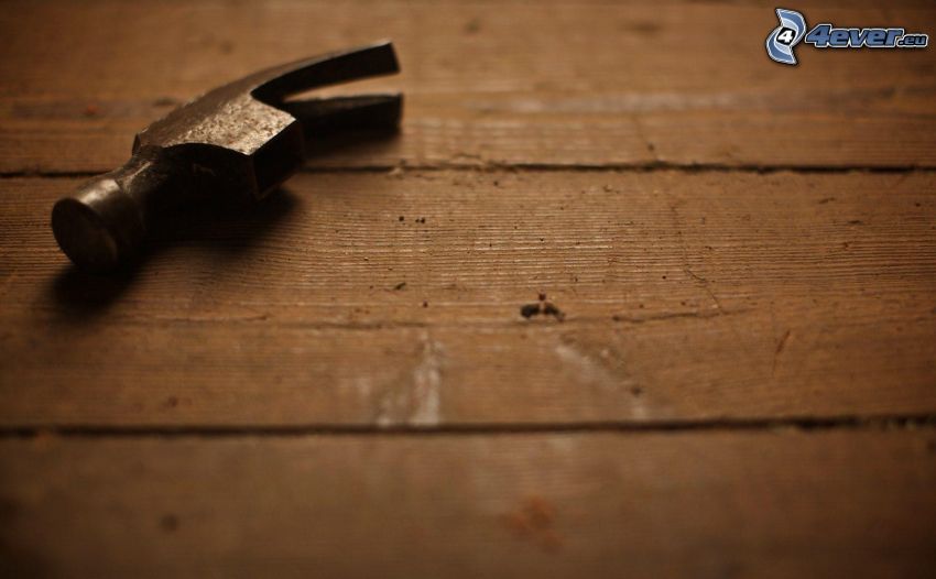 hammer, metal, wooden floor