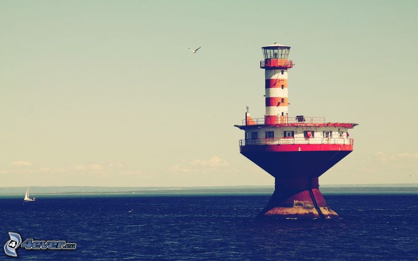 lighthouse on the island, sea