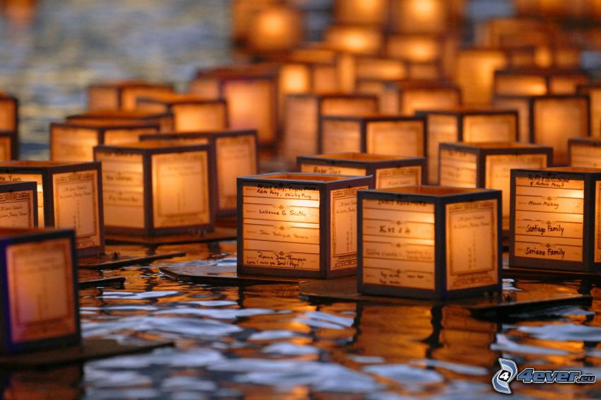 lights on water, cubes