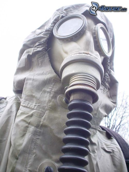 man in gas mask