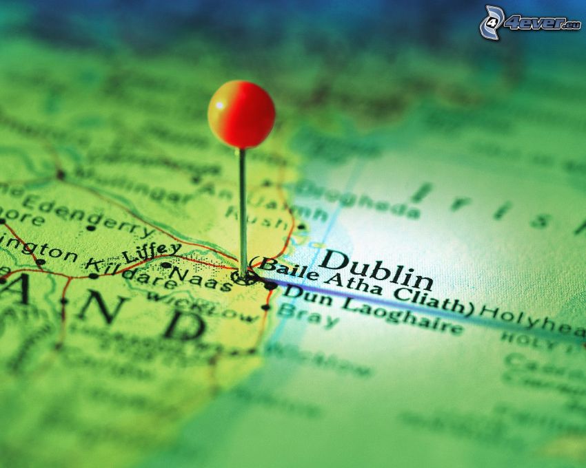 map, Dublin, pins