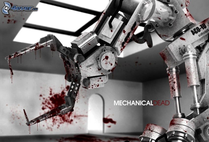 mechanical hand, blood, robot