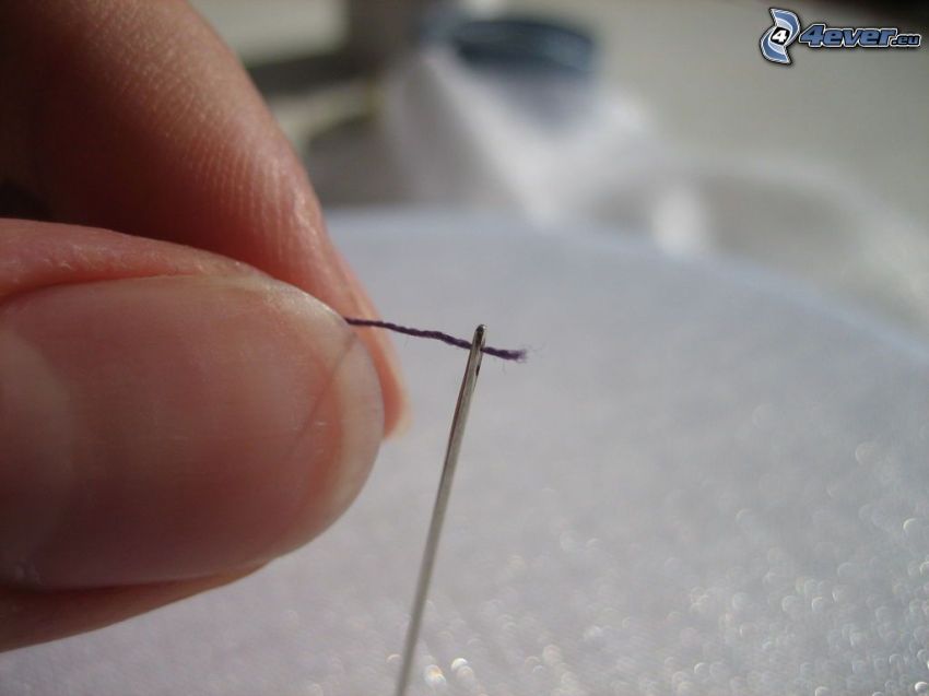 needle and thread, fingers