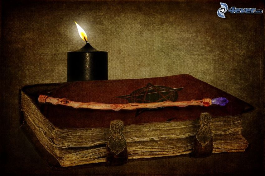 old book, candle