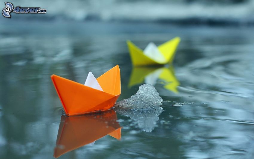 paper boat, water