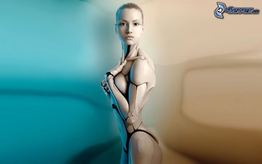 robot, woman