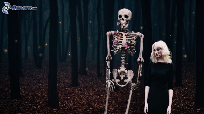 skeleton, corpse, dark forest