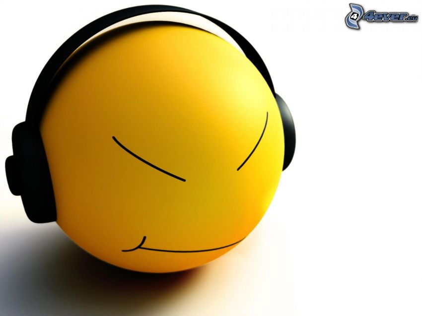 smiley, headphones, ball, 3D