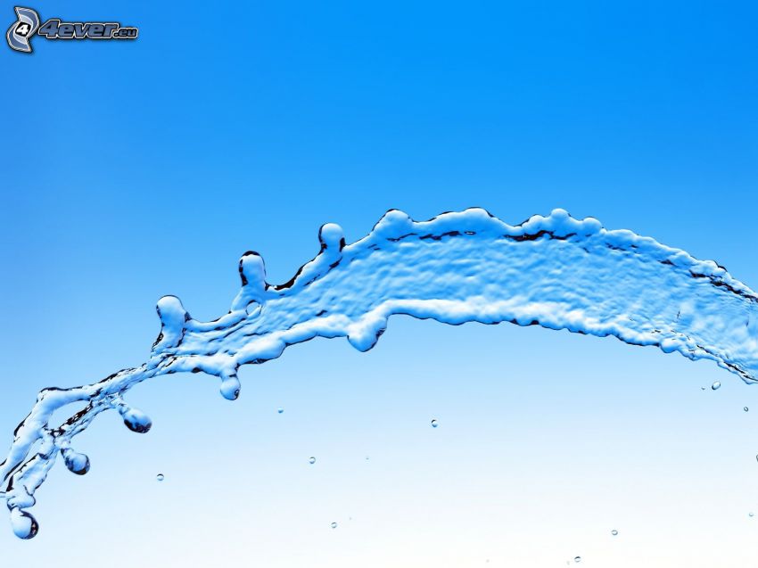 stream of water, blue background