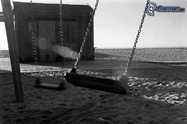 swings, sand, cottage