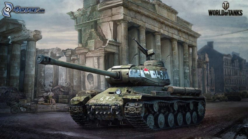 World of Tanks, ruined city, tank