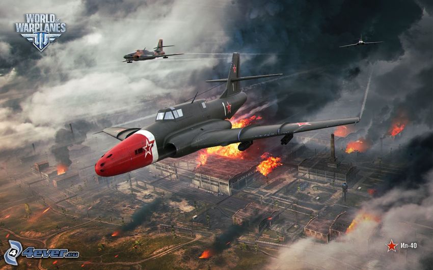 World of warplanes, airplanes, ruined city