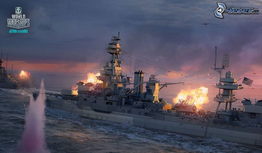 World of Warships, ships, shooting, airplanes