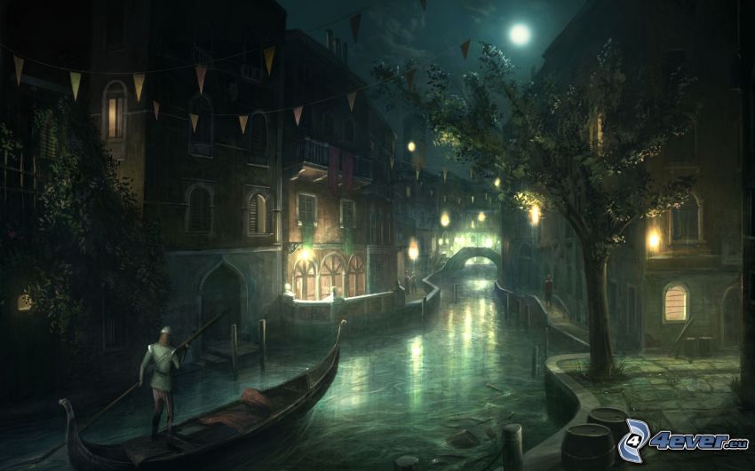 Assassin's Creed, night city, Venice
