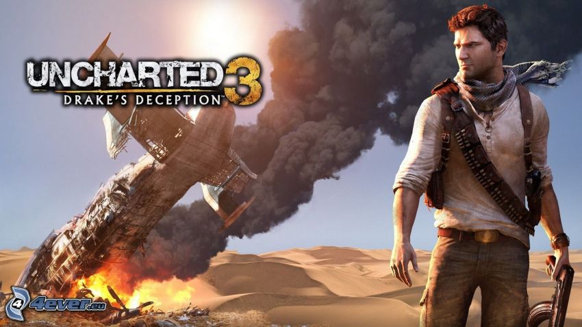 Uncharted 3, accident, man with a gun