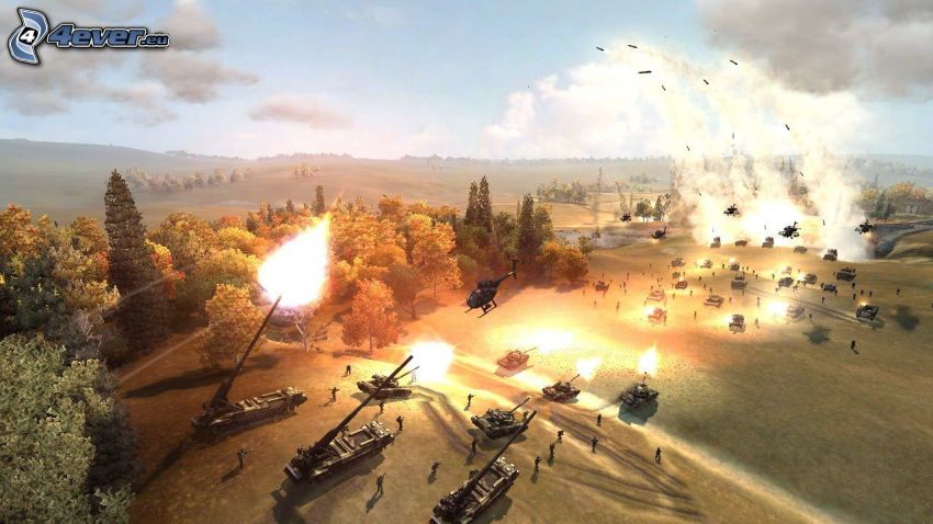World in Conflict, tanks, shooting, forests and meadows