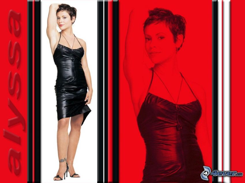 Alyssa Milano, actress, Phoebe, witches, Charmed, brown-haired woman, black dress