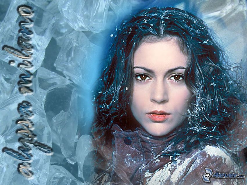 Alyssa Milano, actress, Phoebe, witches, Charmed, brown-haired woman, ice