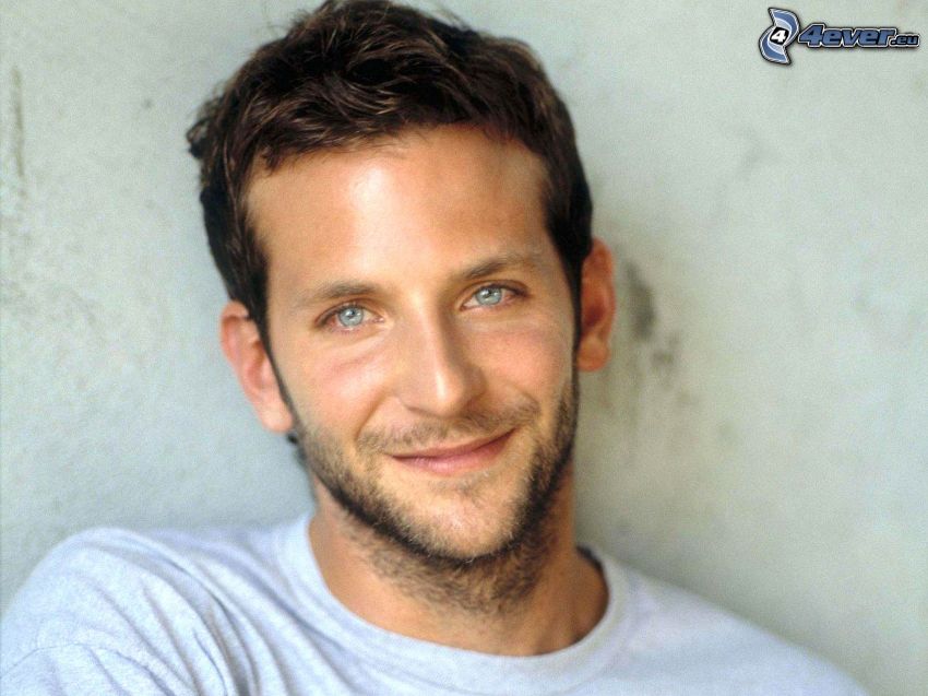 Bradley Cooper, blue eyes, smile