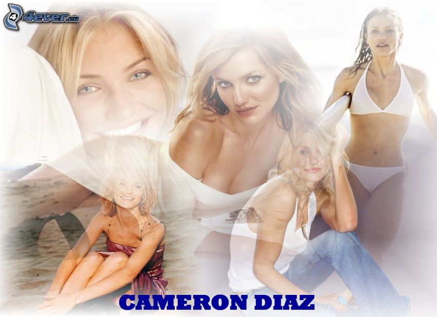 Cameron Diaz, actress, blonde, jeans, white underwear, T-shirt