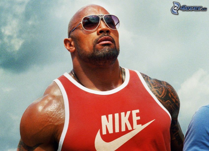 Dwayne Johnson, man with glasses, Nike
