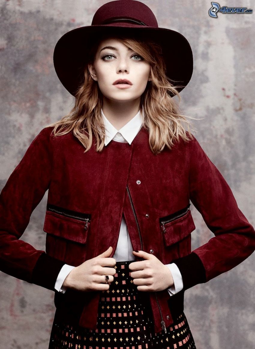 Emma Stone, a girl with a hat