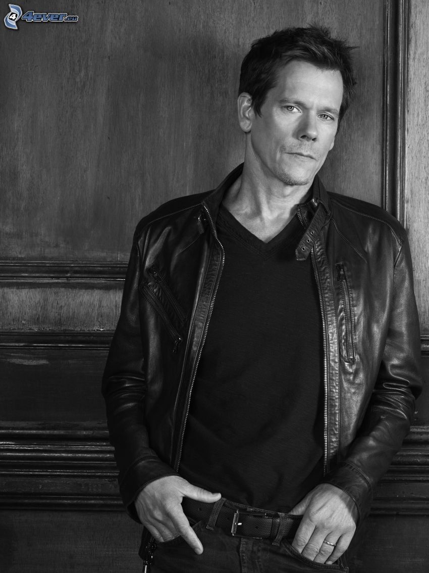 Kevin Bacon, black and white photo