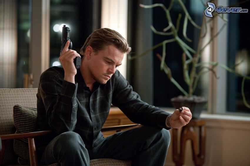 Leonardo DiCaprio, man with a gun