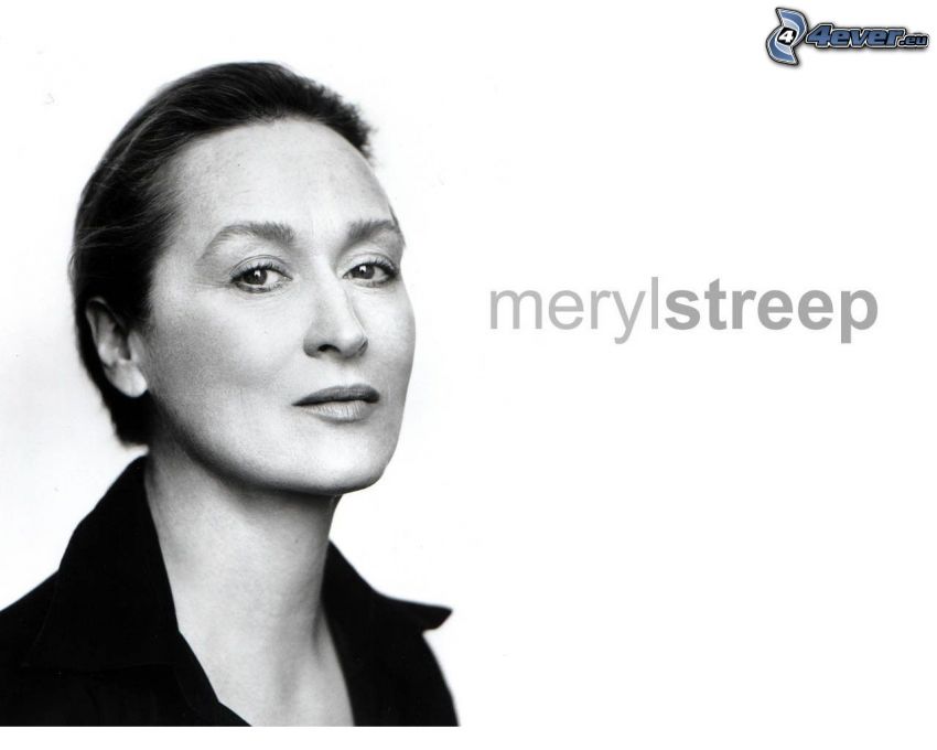 Meryl Streep, black and white photo