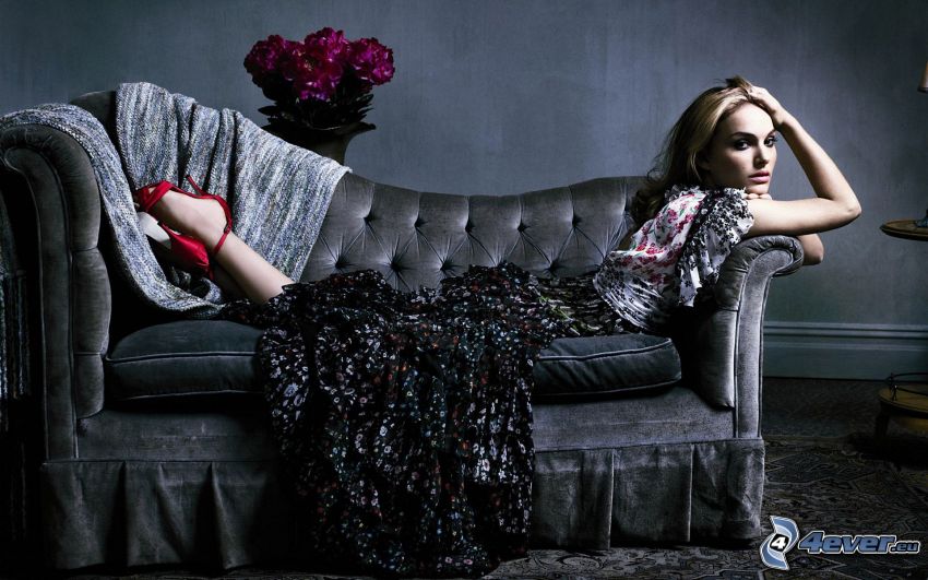 Natalie Portman, woman on couch