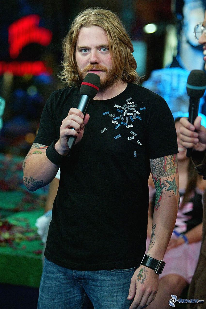 Ryan Dunn, tattooed guy, microphone