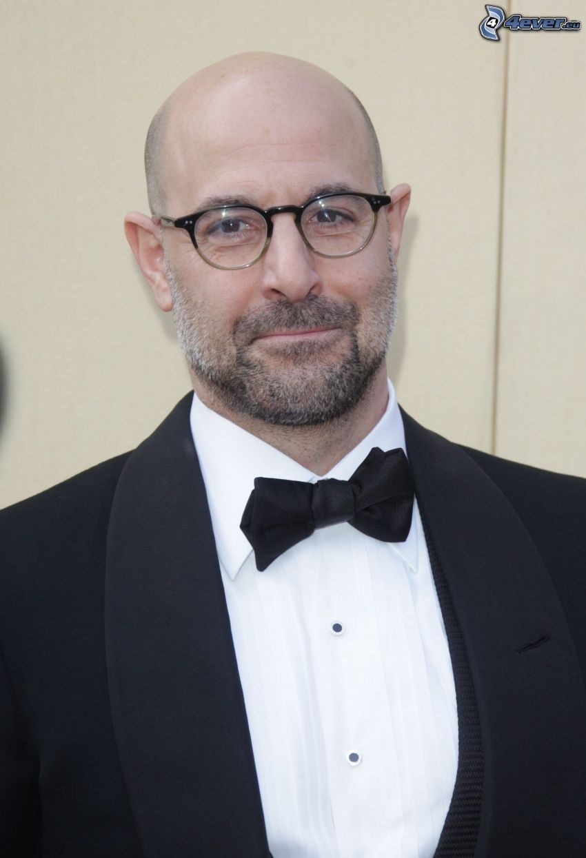 Stanley Tucci, man with glasses, man in suit, bow tie