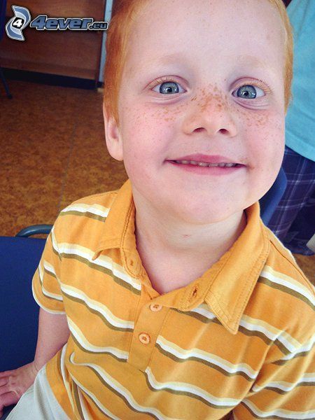 blue-eyed child, freckles