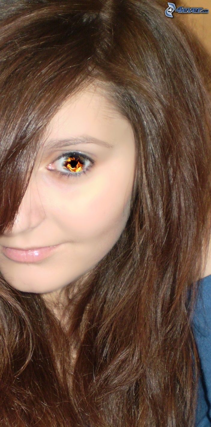 eye with fire, fire girl