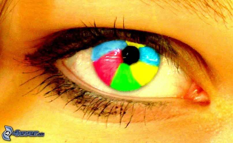 rainbow eye, iris, colored eye
