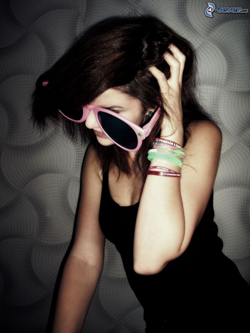 styled girl, sunglasses, bracelets