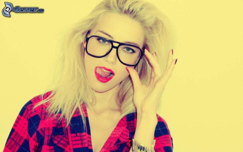 Blonde Hair with White Glasses - wide 5