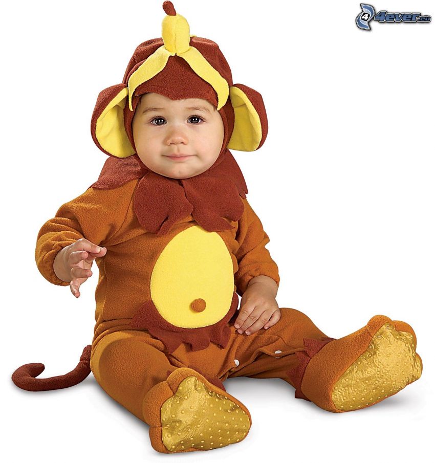 baby, costume, monkey