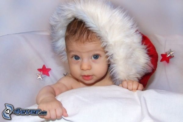 christmas baby, Santa Claus hat, baby