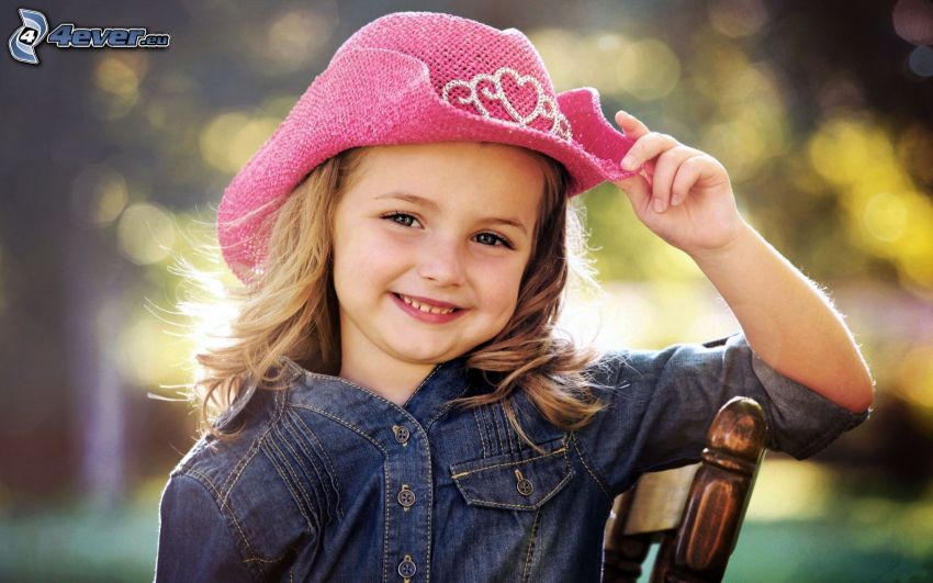 girl, hat, smile