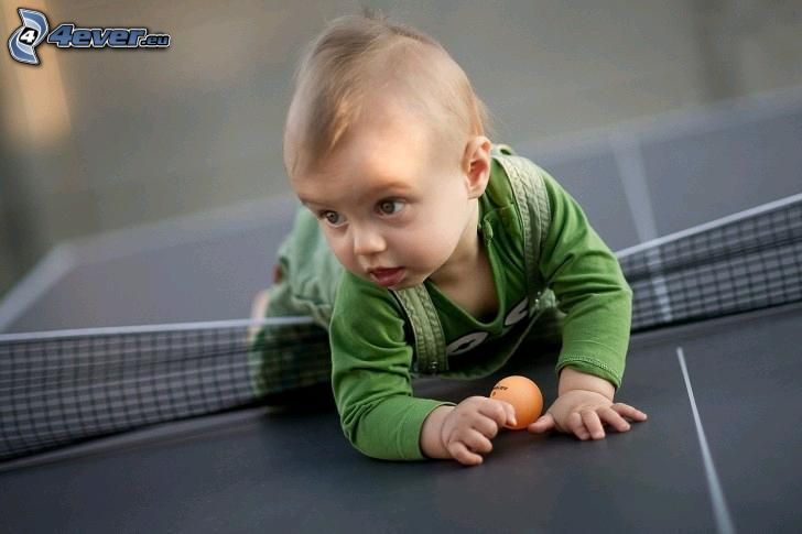 little boy, ball, table tennis