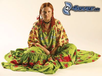 folk costume, gypsy, redhead