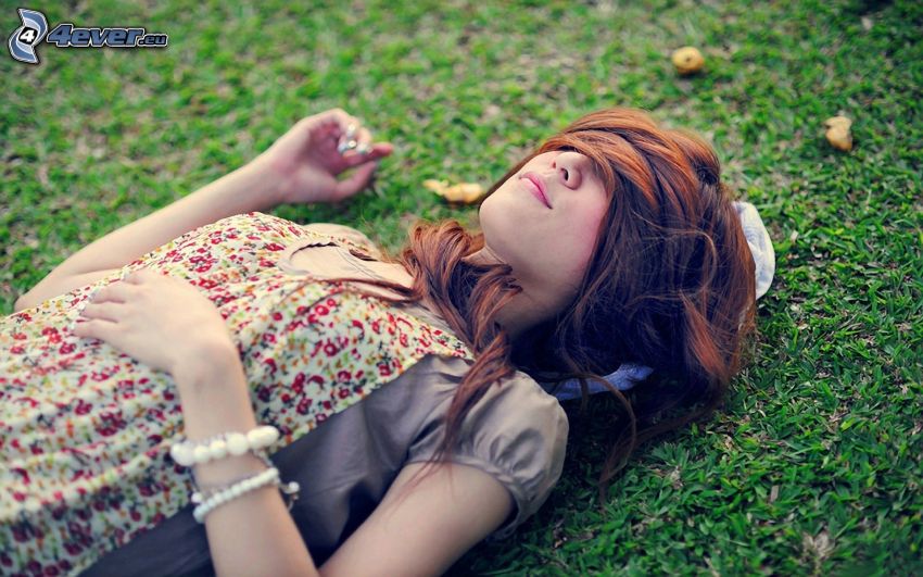 girl on the meadow, rest