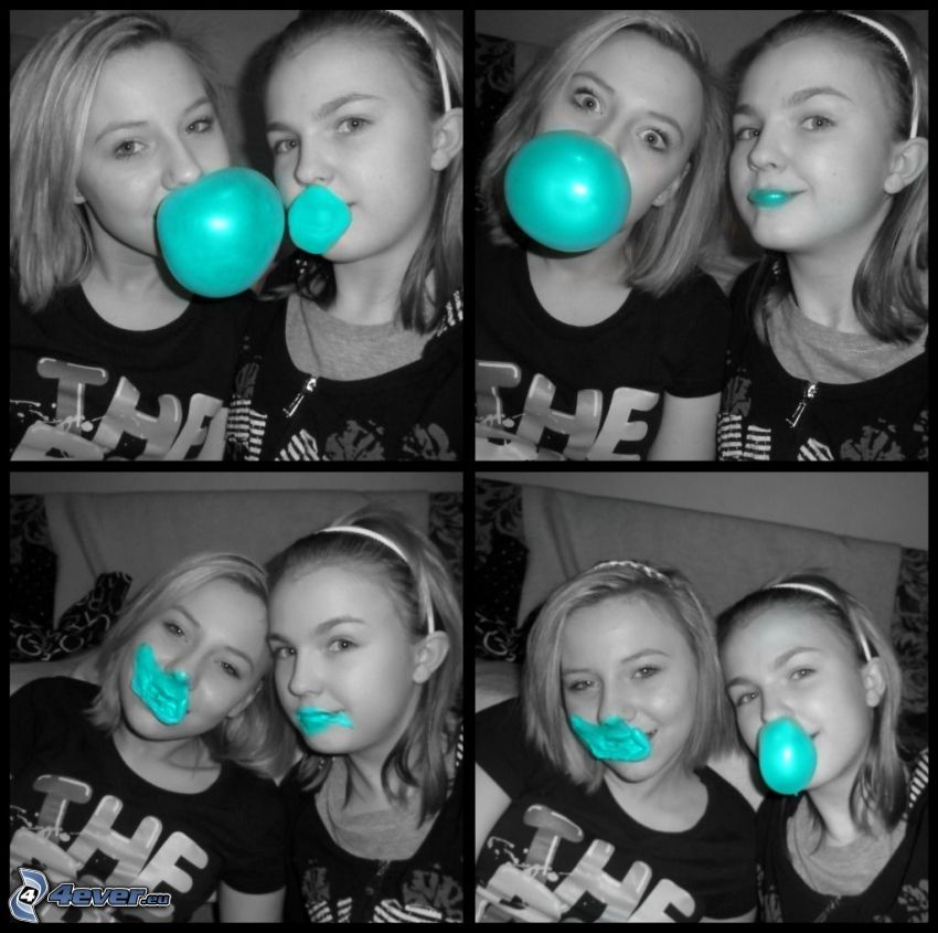 girls, bubble gum