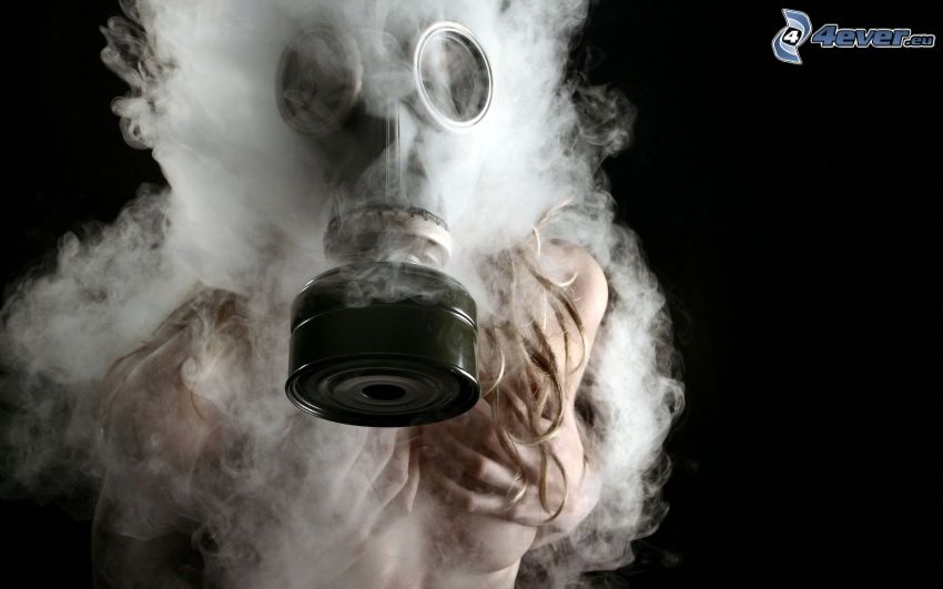 man in gas mask