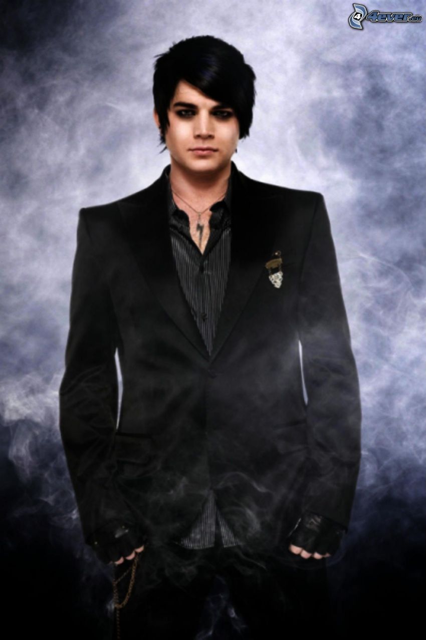 Adam Lambert, suit, smoke